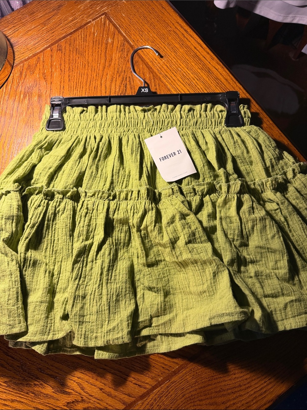 Forever 21 Lime Green Ruffle Tier Mini Skirt